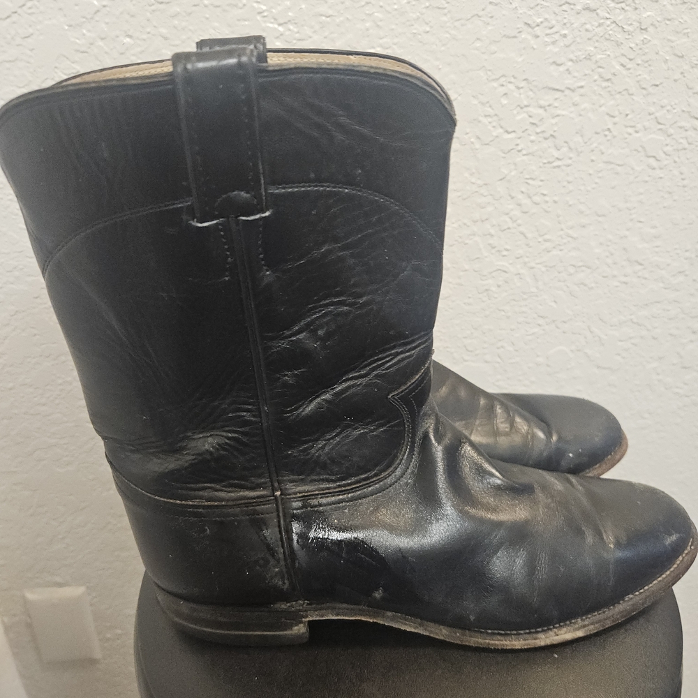 Justin Roper Cowboy  Black Leather Boots